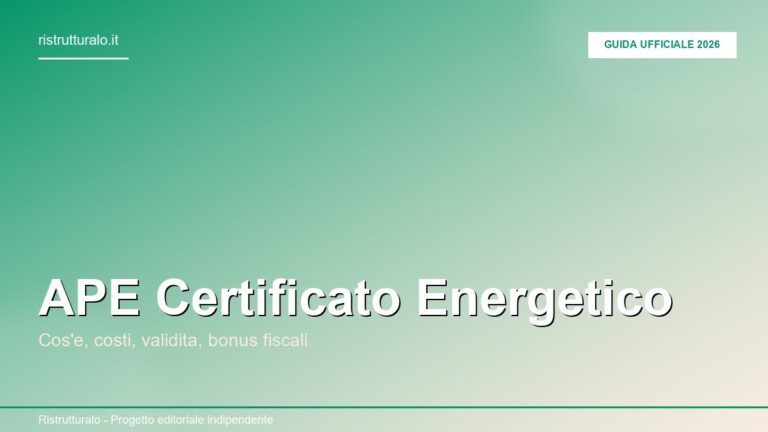 APE certificato energetico: documento ufficiale prestazione energetica casa