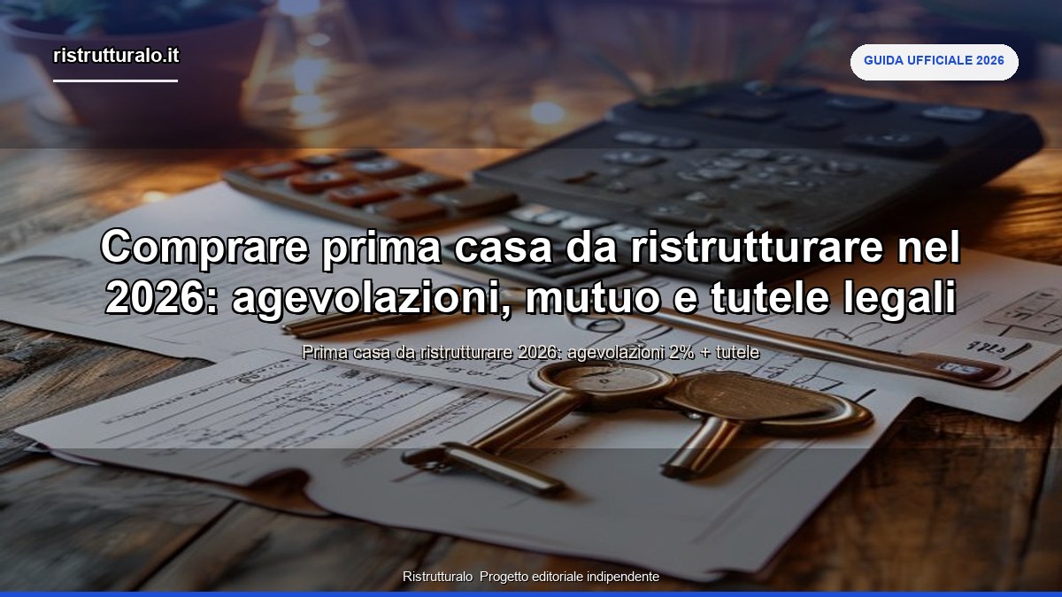 Comprare prima casa da ristrutturare nel 2026: agevolazioni, mutuo e tutele legali