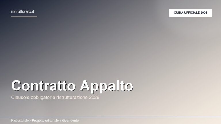 Contratto appalto ristrutturazione: documento contrattuale firmato con planimetria e capitolato d'appalto per cantiere edilizio