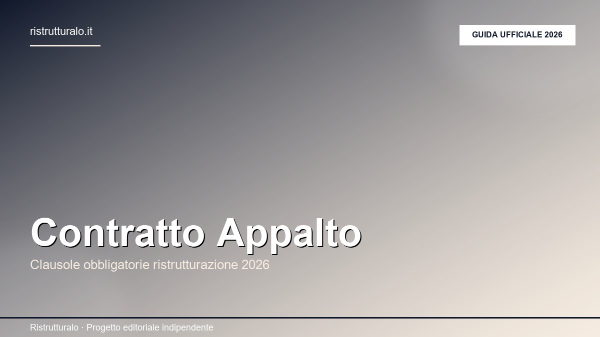 Contratto appalto ristrutturazione: documento contrattuale firmato con planimetria e capitolato d'appalto per cantiere edilizio