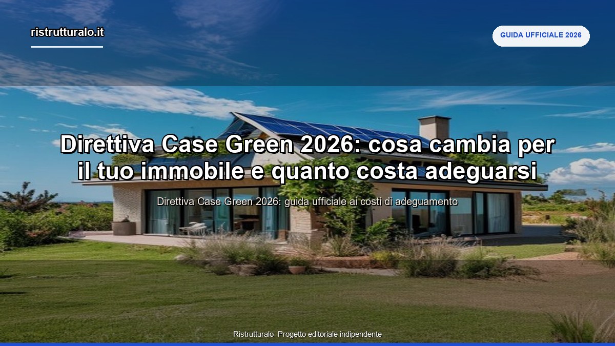 Direttiva Case Green 2026 &mdash; scadenze 2030 classe E, 2033 classe D, costi 30-80k euro, multe