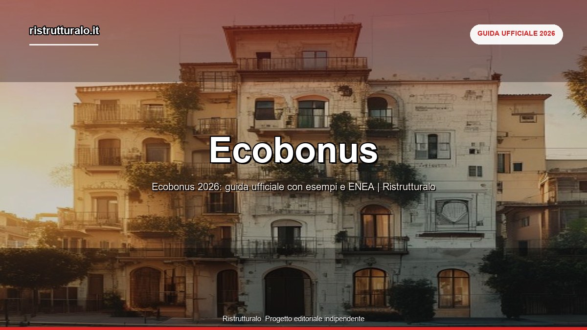 Ecobonus 2026 &mdash; aliquote 50-65-75%, ENEA, interventi ammessi, massimali 30-60k