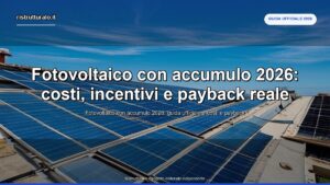 Fotovoltaico con accumulo 2026: costi, incentivi e payback reale