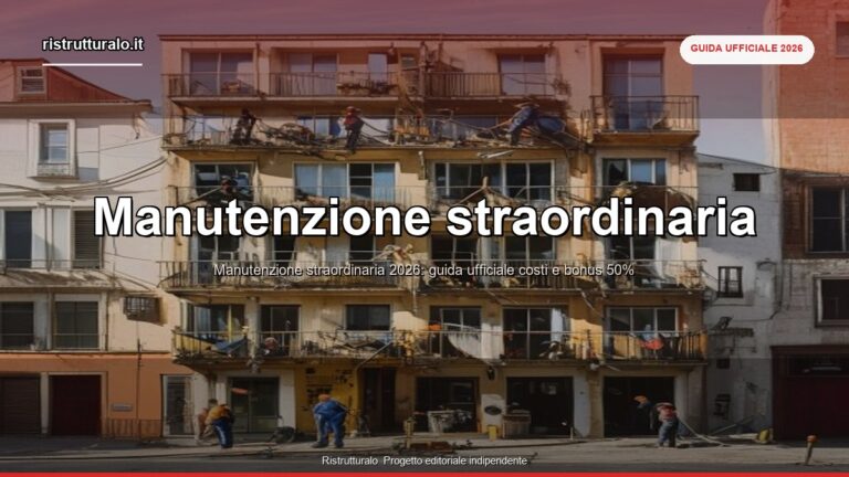 Manutenzione straordinaria 2026: guida ufficiale, costi, bonus e CILA