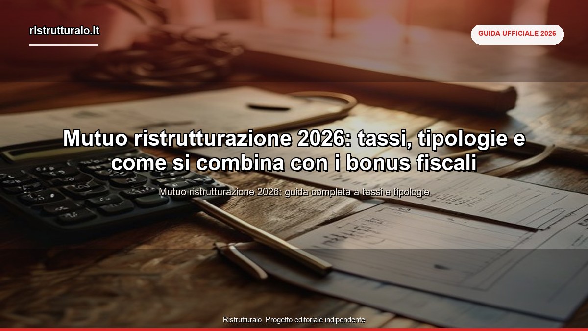 Mutuo ristrutturazione 2026: tassi, tipologie e come si combina con i bonus fiscali