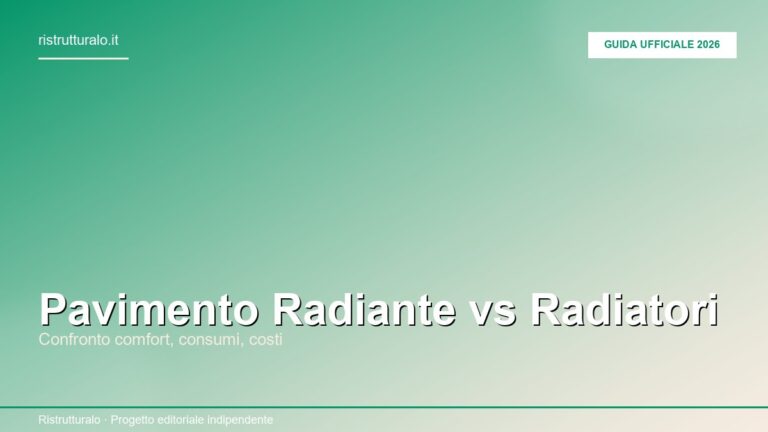 Pavimento riscaldamento vs radiatori: cantiere con tubazioni pavimento radiante e radiatore in alluminio installato a parete