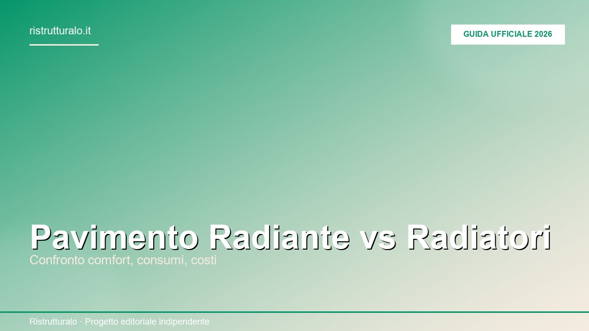 Pavimento riscaldamento vs radiatori: cantiere con tubazioni pavimento radiante e radiatore in alluminio installato a parete