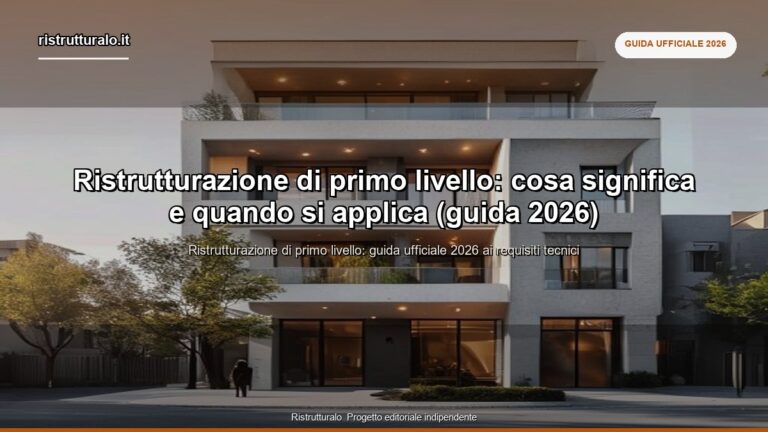 Ristrutturazione di primo livello: cosa significa e quando si applica (guida 2026)