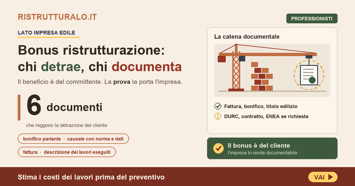 Bonus imprese edili 2026: senza DiCo il cliente perde tutto