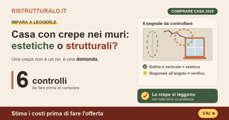 Casa con crepe nei muri: come capire se sono estetiche o strutturali prima di comprare