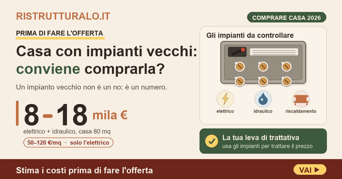 Casa con impianti vecchi elettrico idraulico riscaldamento: conviene comprarla e come trattare