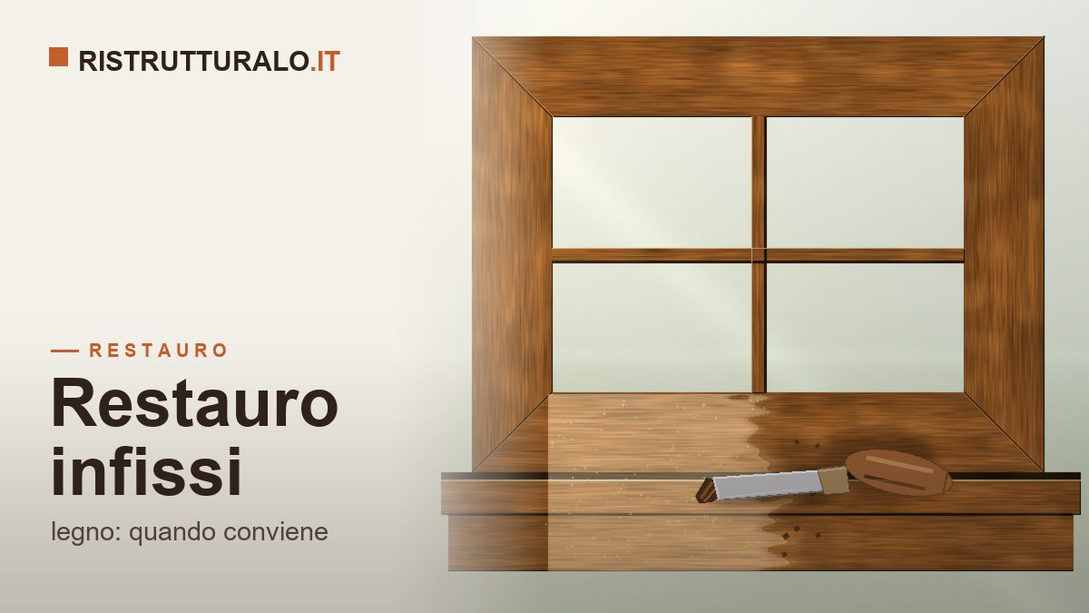 Restauro di una finestra in legno durante una ristrutturazione