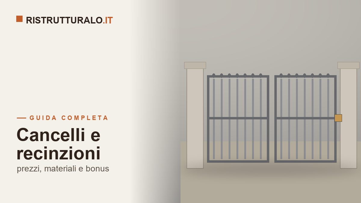 Cancelli e recinzioni prezzi 2026 guida Ristrutturalo