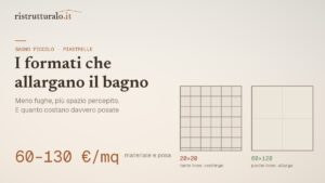 Piastrelle per bagno piccolo: i formati che allargano e quanto costano posate