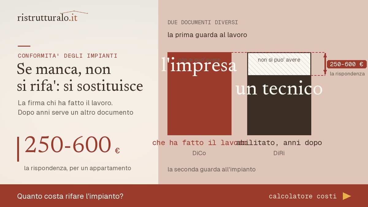 Conformita' e rispondenza a confronto: se il documento manca lo firma un tecnico, non l'impresa