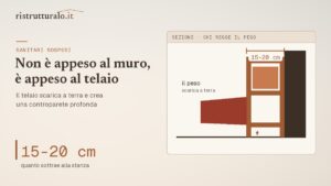 Il sanitario sospeso non è appeso al muro: è appeso a un telaio che ruba venti centimetri di stanza