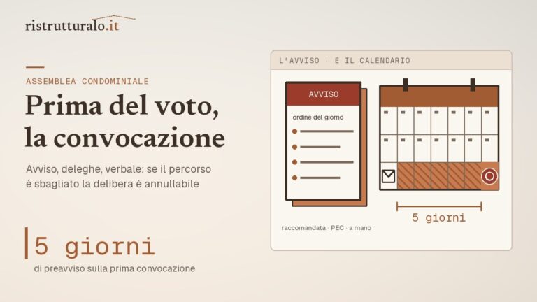Avviso di convocazione dell'assemblea condominiale con il preavviso di almeno cinque giorni (art. 66 disp. att. c.c.)