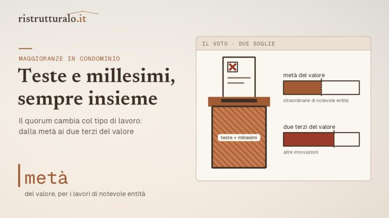 Tabella delle maggioranze per i lavori in condominio: quorum dell'art. 1136 c.c. per tipo di delibera