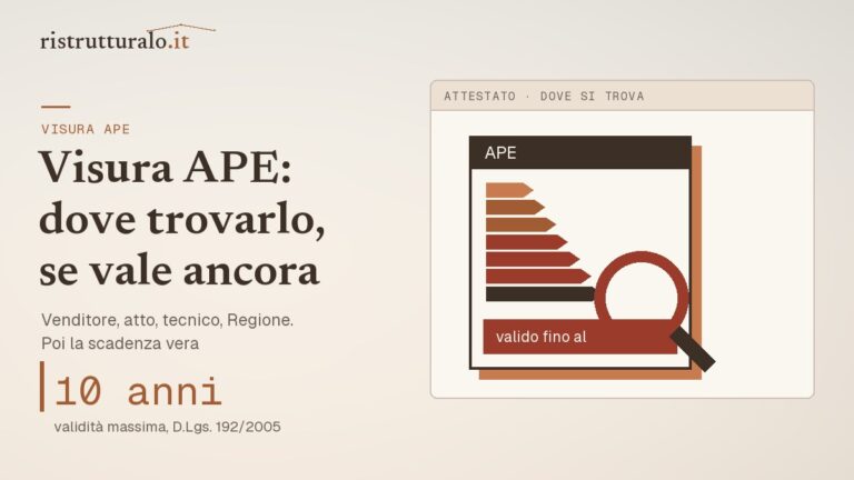 Attestato di prestazione energetica sotto la lente, con la scala delle classi e la scadenza: vale al massimo 10 anni